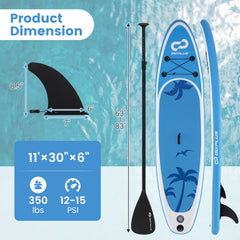 9.8-11 Foot Inflatable Stand Up Paddle Board with Premium SUP Accessories