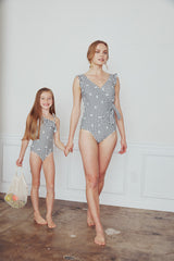 Women's One-Piece Swimsuit - Gingham Daisy Black