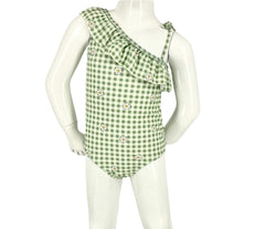 Gril's One-Piece Swimsuit - Mint Gingham/Daisy