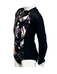 Girl's Long Sleeve One-Piece Rash Guard - Dark Grid