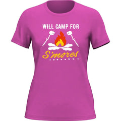 Outdoorzees Women's 'Will Camp For Smores' T-Shirt / Fitted T-Shirt