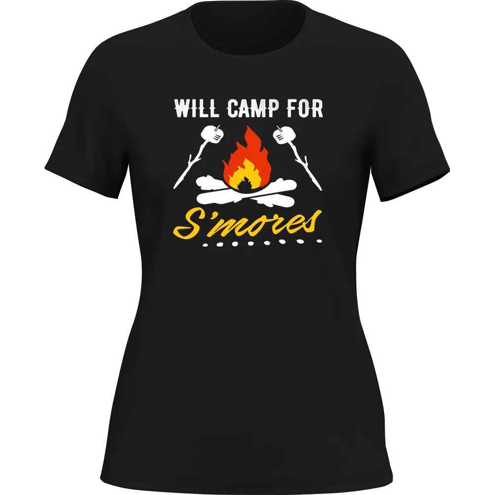 Outdoorzees Women's 'Will Camp For Smores' T-Shirt / Fitted T-Shirt
