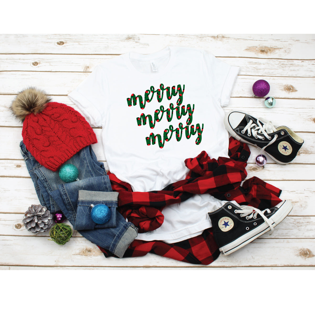 CHRISTMAS Unisex Kid's/Adult's 'Merry Merry Merry' T-Shirt