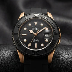 Dapper Watches Men's Minimalist Quartz Watch - The Dark Night Rose Gold Edition - 30m