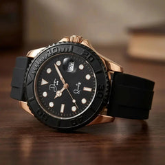 Dapper Watches Men's Minimalist Quartz Watch - The Dark Night Rose Gold Edition - 30m