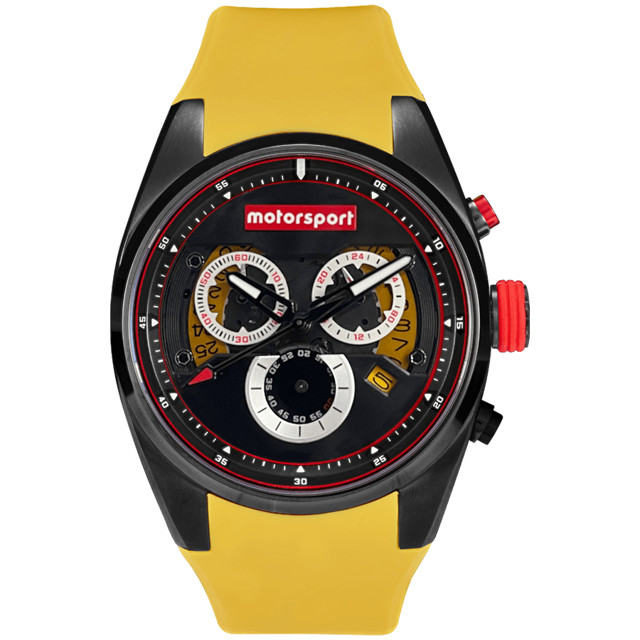 Motorsport Men's Apex - Black Dial, Yellow Strap - 100m