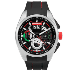 Motorsport Men's Burnout - Black Dial, Black/Red Strap - 100m