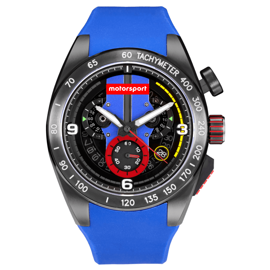 Motorsport Men's FlatOut - Black Dial, Blue Strap - 100m
