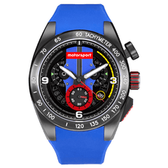 Motorsport Men's FlatOut - Black Dial, Blue Strap - 100m