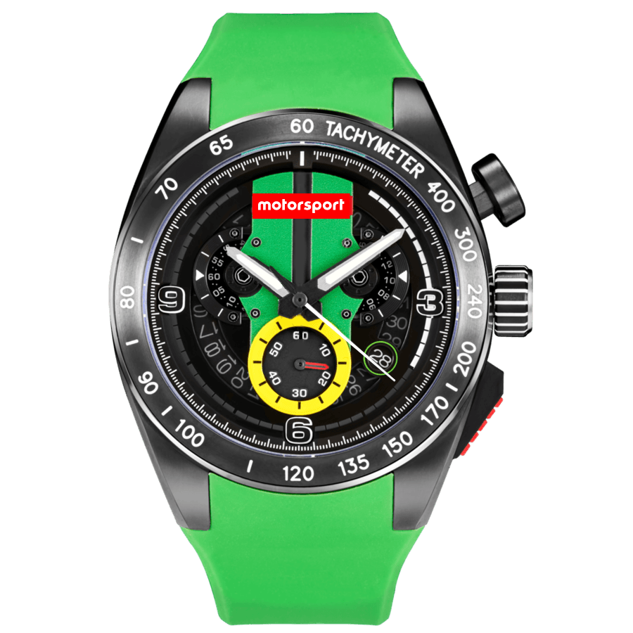 Motorsport Men's FlatOut - Black Dial, Green Strap - 100m