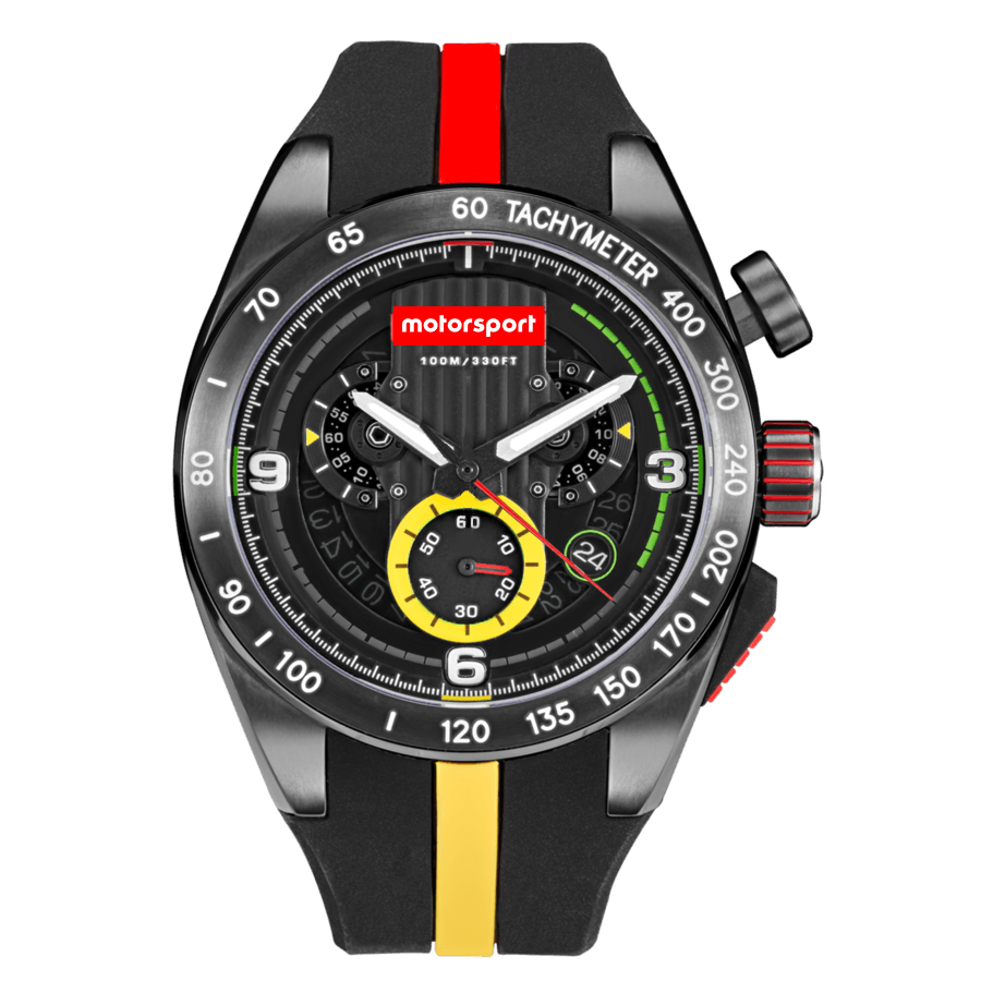 Motorsport Men's Rally - Black Dial, Black/Red/Yellow Strap - 100m