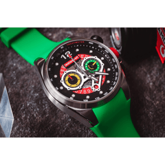 Motorsport Men's Rebel - Black Dial, Green Strap - 100m