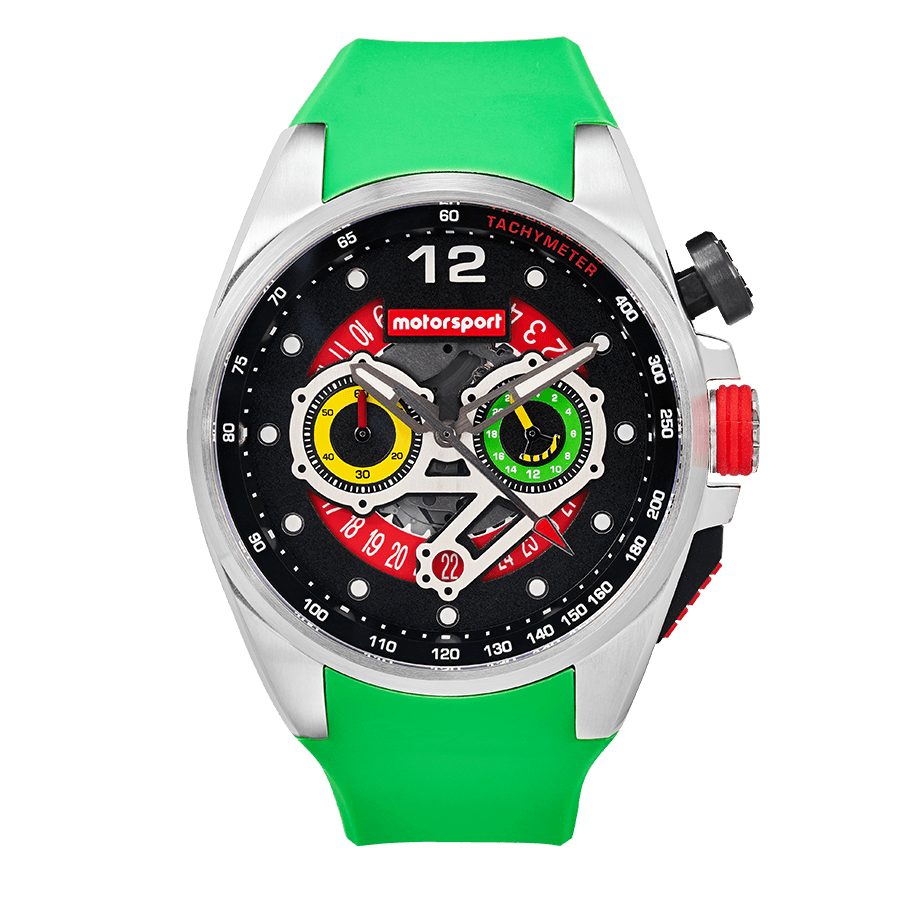 Motorsport Men's Rebel - Black Dial, Green Strap - 100m