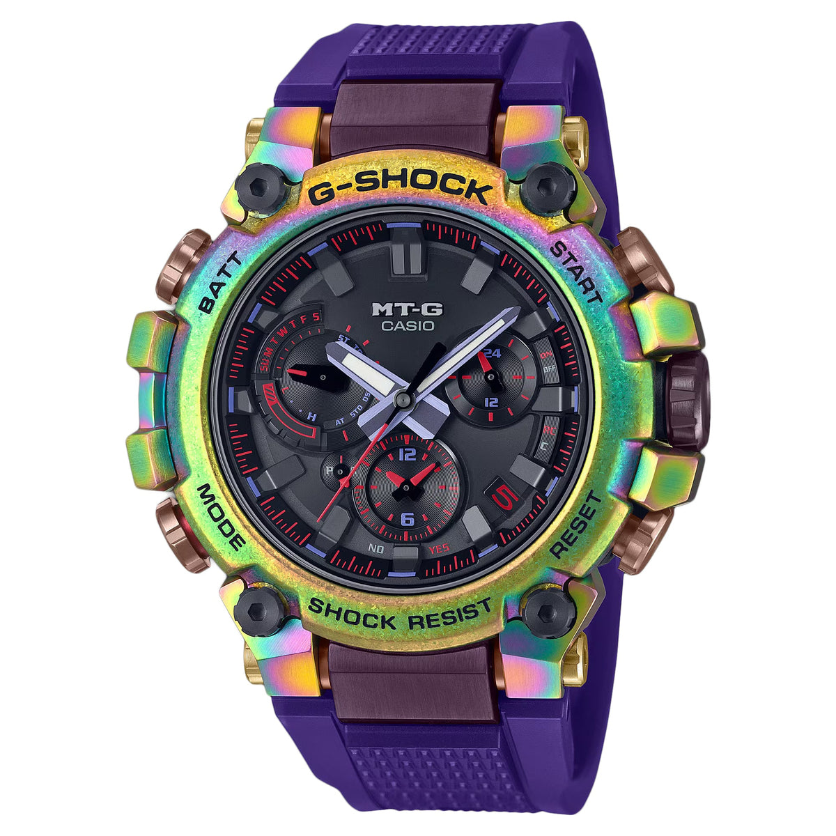 Casio Men's G-Shock - Black Dial, Purple Strap, Rainbow Case - 200m
