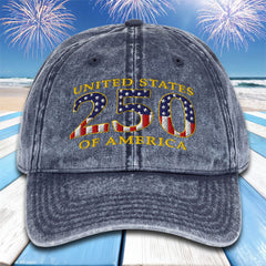 Unisex 'USA 250th' Anniversary Vintage Cotton Twill Baseball Cap