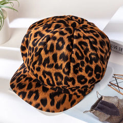 Women's Leopard Print Octagonal Hat
