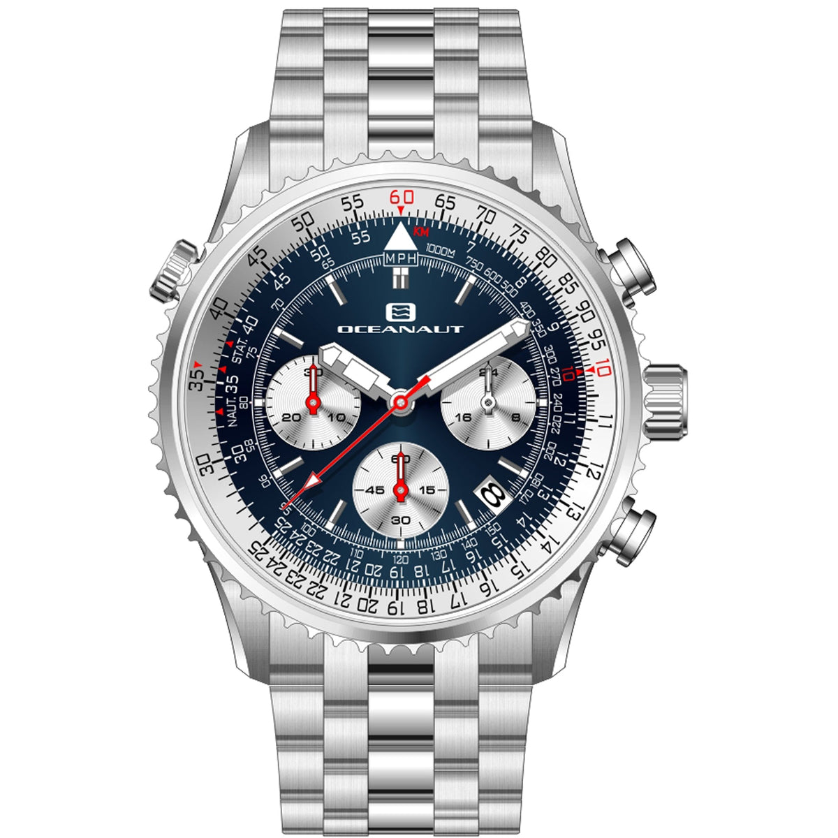 Oceanaut Men's Flight - Blue Dial, Silver Bracelet - 100m