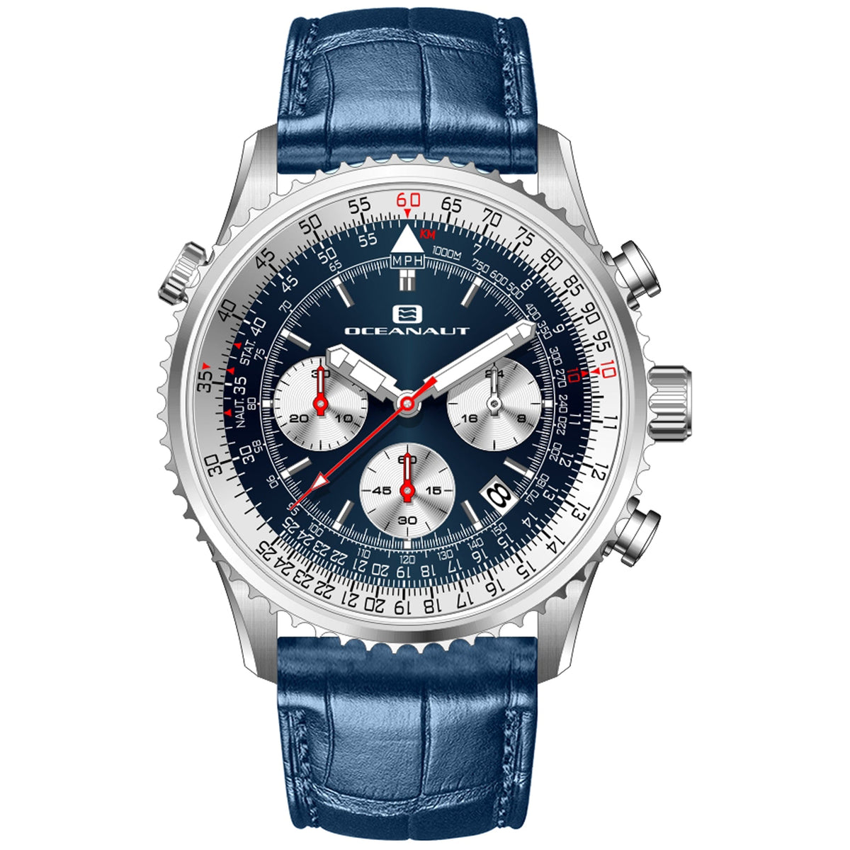 Oceanaut Men's Flight - Blue/Silver Dial, Blue Strap - 100m