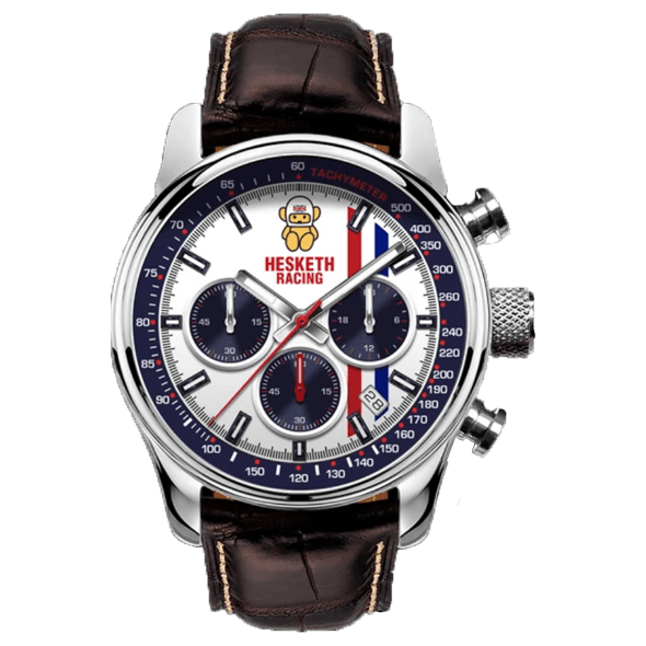 Official Men's Hesketh Racing Swiss Chronograph Watch - White Dial - 10m