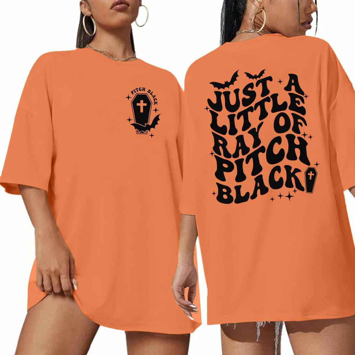 HALLOWEEN Women's 'Just A Little Ray Of Pitch Black' Oversized Goth T-Shirt -Size XL