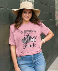Women's FASHGL 'In October We Wear Pink' Breast Cancer Awareness T-Shirt - Pink, Size S