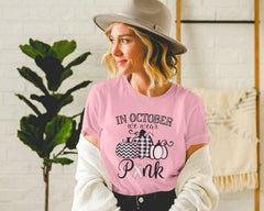 Women's FASHGL 'In October We Wear Pink' Breast Cancer Awareness T-Shirt - Pink, Size S