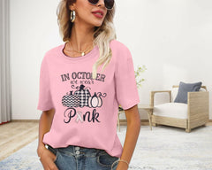 Women's FASHGL 'In October We Wear Pink' Breast Cancer Awareness T-Shirt - Pink, Size S