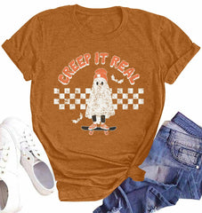 HALLOWEEN Women's 'Creep It Real' Skateboarding Ghost T-Shirt - Size S