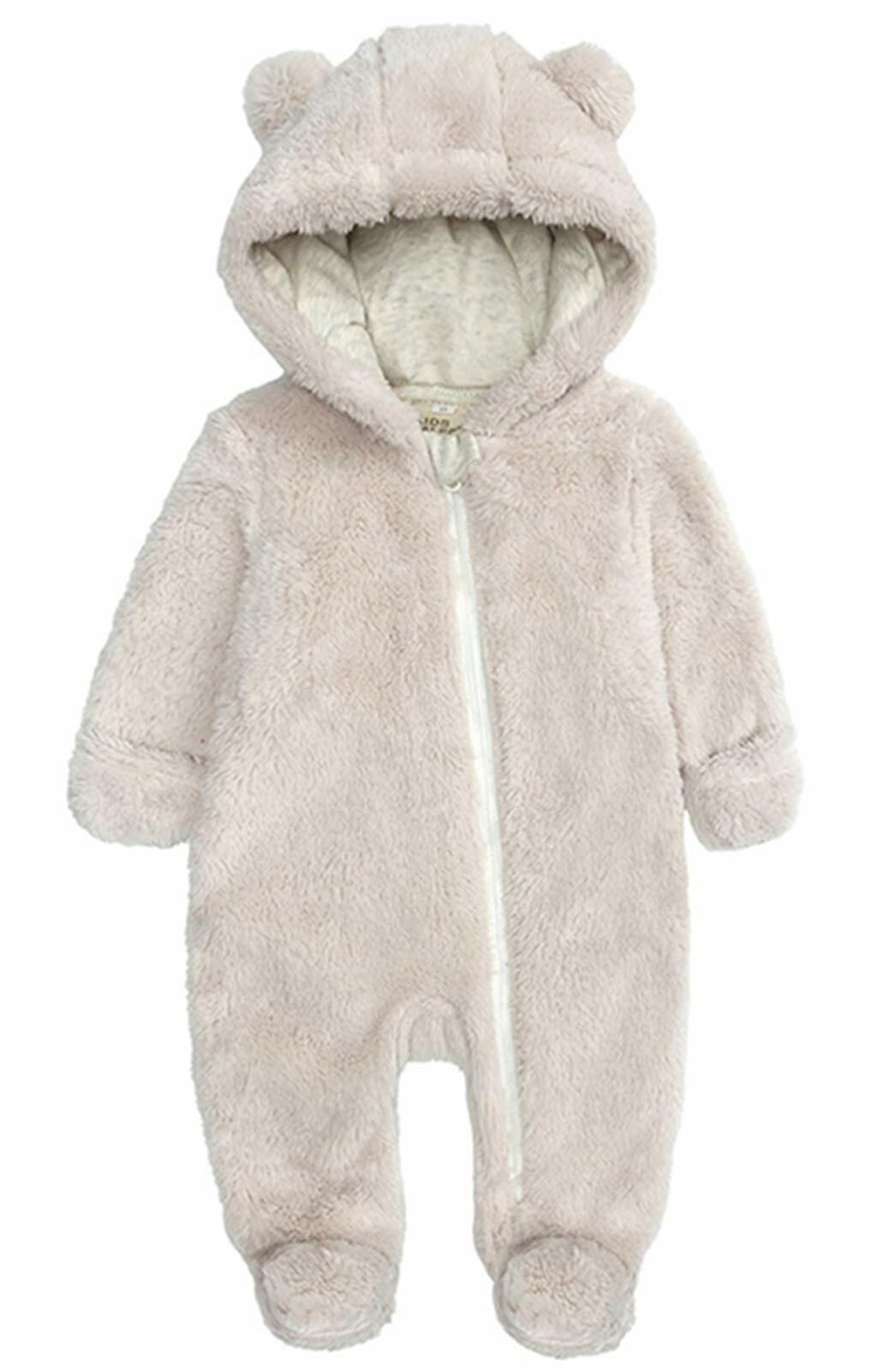 Baby's Unisex Hooded Fleece Bear Ears Snowsuit, 6-9 Months