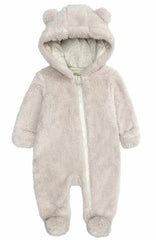 Baby's Unisex Hooded Fleece Bear Ears Snowsuit, 6-9 Months