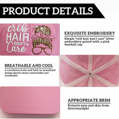 Women's 'Crib Hair Don't Care' Adjustable Cotton Baseball Hat - New Mom Gift