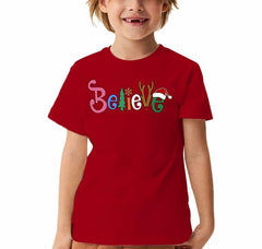 CHRISTMAS Unisex Kid's 'Believe' T-Shirt - Size 3T