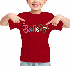 CHRISTMAS Unisex Kid's 'Believe' T-Shirt - Size 3T