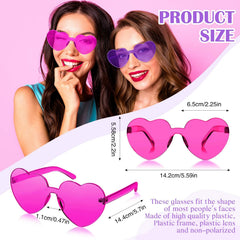 Women's Purple Heart Shaped Rimless Sunglasses - 4 Pack - Bachelorette Party Favor