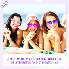 Women's Purple Heart Shaped Rimless Sunglasses - 4 Pack - Bachelorette Party Favor