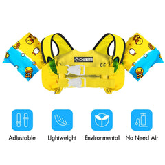 Chriffer Kids Duck Swim Vest Life Jacket 30-55lbs Toddler Floaties with Arm Wings