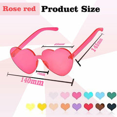 Women's Heart Shaped Rimless Sunglasses - 12 Pack - Bachelorette Party Favor