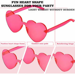 Women's Heart Shaped Rimless Sunglasses - 12 Pack - Bachelorette Party Favor