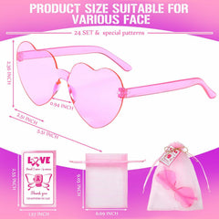 Women's Pink Heart Shaped Sunglasses - 24 Pack - Bachelorette Party Favor