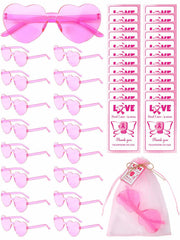 Women's Pink Heart Shaped Sunglasses - 24 Pack - Bachelorette Party Favor