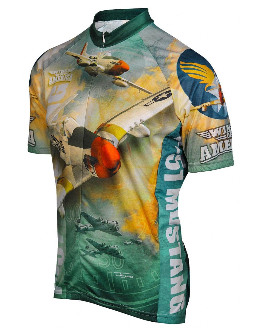 Men's American P-51 Mustang Airplane Cycling Jersey