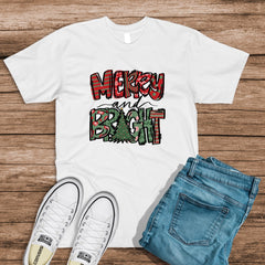 CHRISTMAS Unisex Kid's/Adult's Patch 'Merry & Bright' T-Shirt