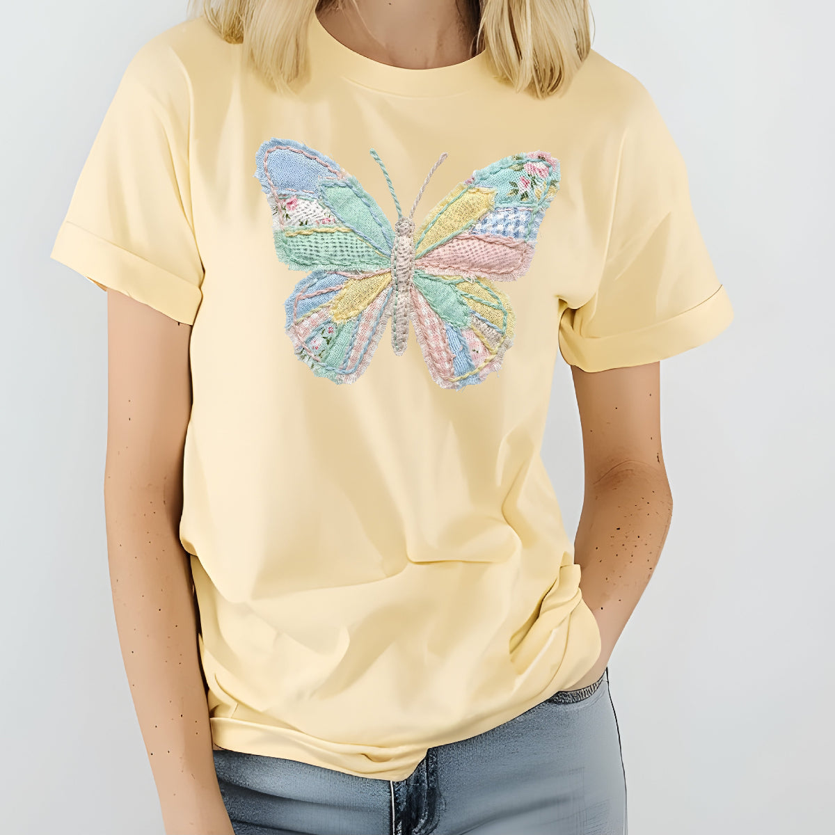 Women's Patchwork Butterfly T-Shirt