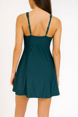 Women's One-Piece Swim Dress - Deep Green