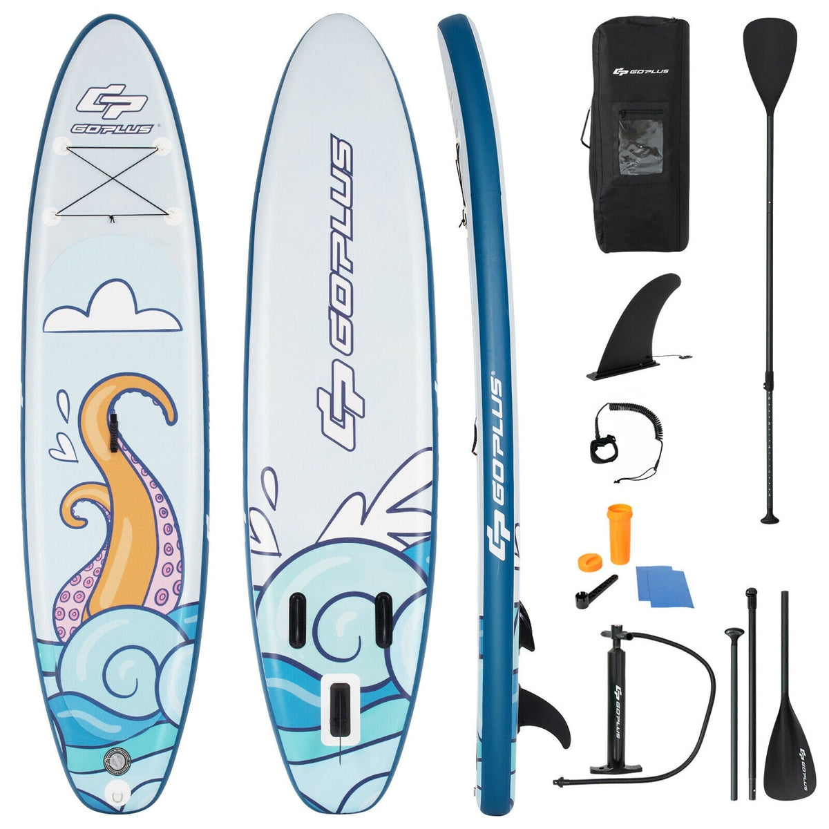 10.5-11 Foot Inflatable Stand Up Paddle Board with Aluminum Paddle, Pump