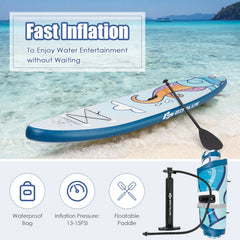 10.5-11 Foot Inflatable Stand Up Paddle Board with Aluminum Paddle, Pump