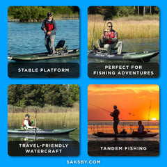 12 Foot Sea Eagle Boats | 385FTA FastTrack - 2-3 Persons Angler Inflatable Hunter Green Fishing Kayak