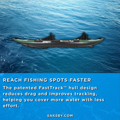 12 Foot Sea Eagle Boats | 385FTA FastTrack - 2-3 Persons Angler Inflatable Hunter Green Fishing Kayak