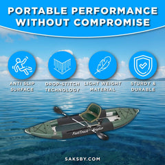12 Foot Sea Eagle Boats | 385FTA FastTrack - 2-3 Persons Angler Inflatable Hunter Green Fishing Kayak