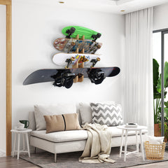 Four-Board Snowboard and Skateboard Bamboo Wall Rack